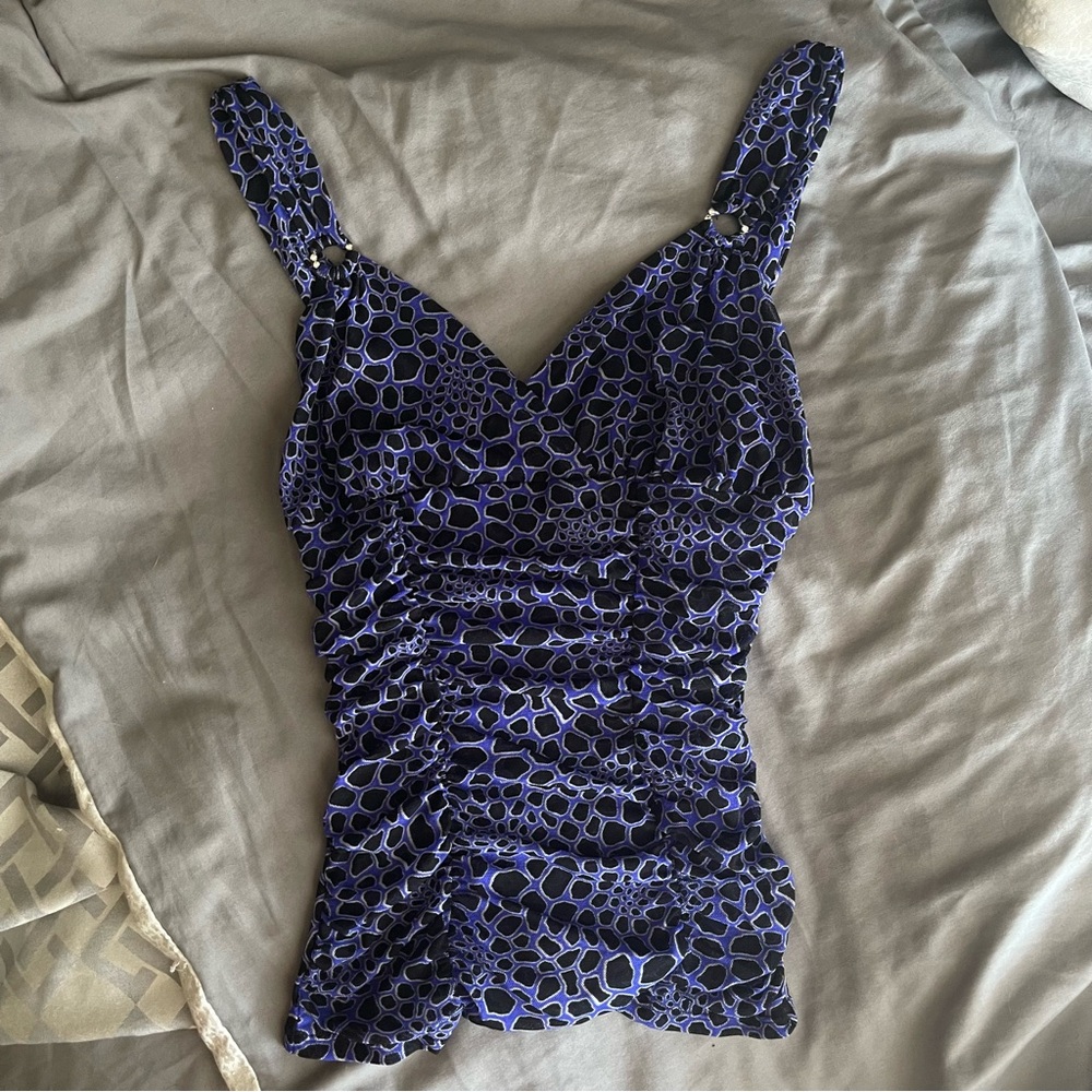 Express Blue & Black Animal Print y2k Going Out Top